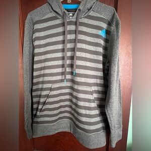 ADIDAS Charcoal and Gray Striped Hoodie